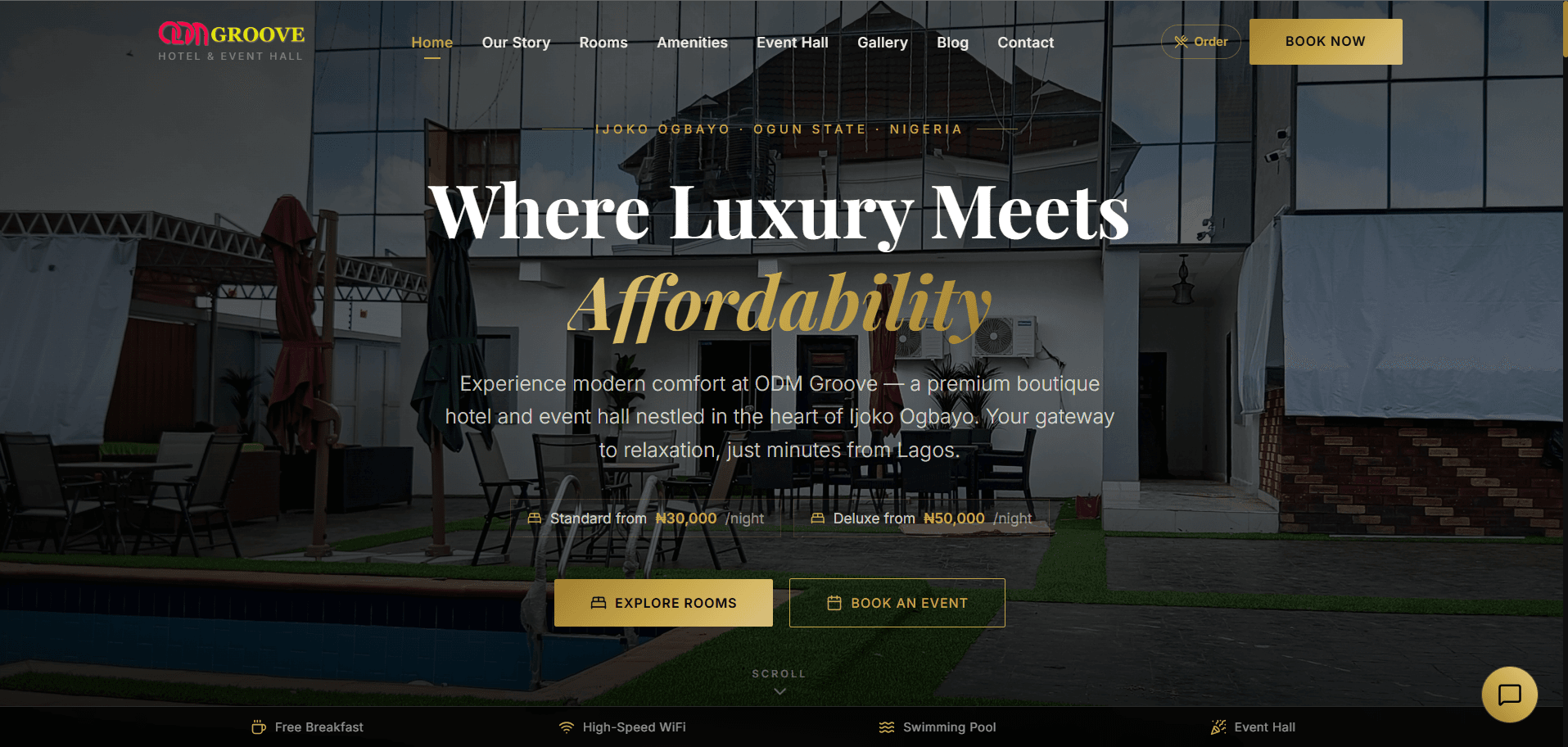 Screenshot of ODM Groove Hotel — Hospitality Platform with AI Concierge